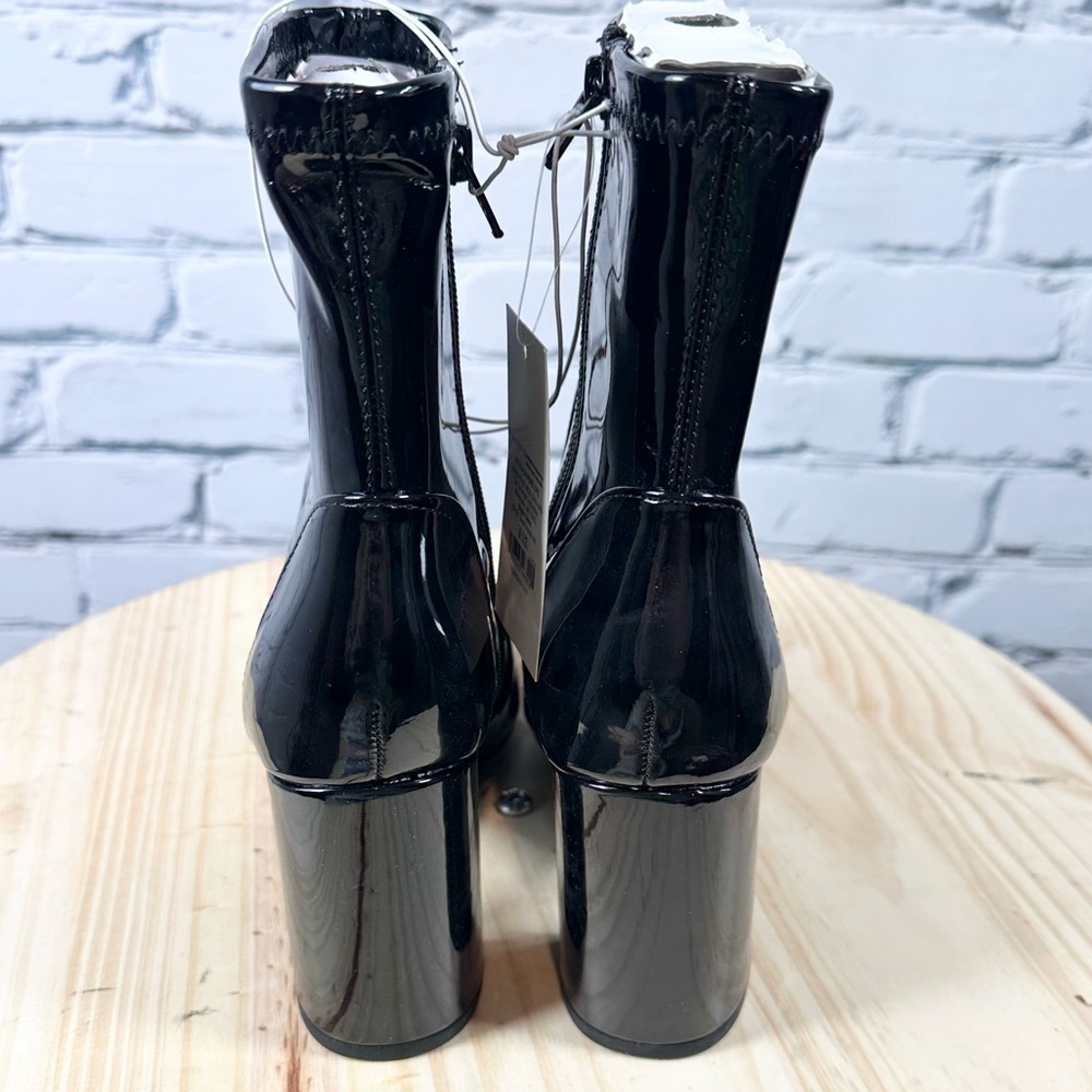 A New Day Women’s Penelope Black Faux Patent Leather Ankle Boots Size 8.5 - Picture 5 of 9
